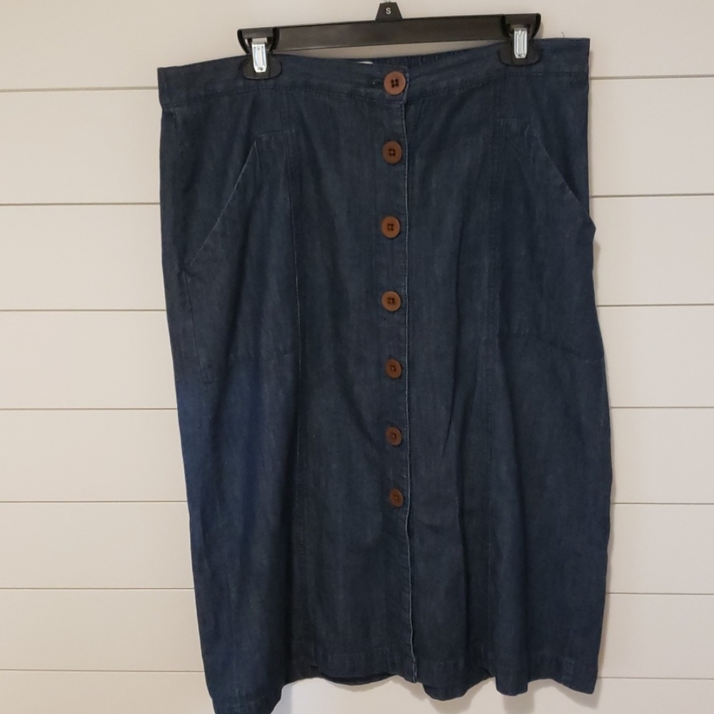 Womens universal thread denim midi skirt
